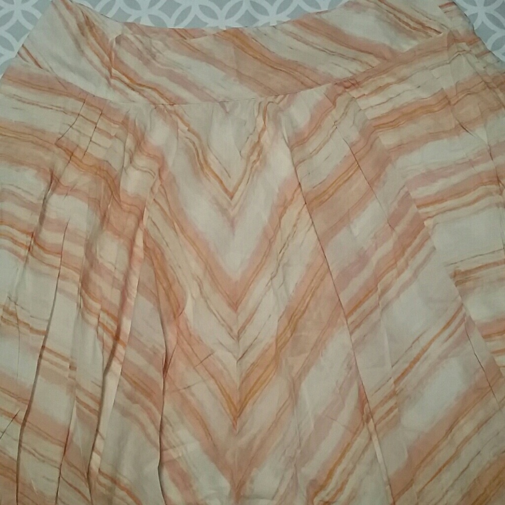 Talbots A-line Peach Chevron Striped Skirt, Plus